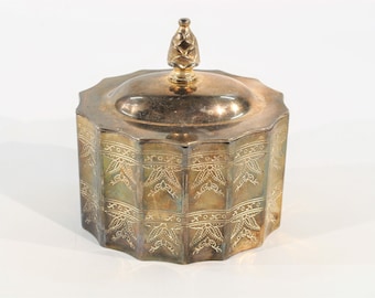 Vintage Godinger plata 1991 caja de joyería, plata plateado Lidded Baratija caja