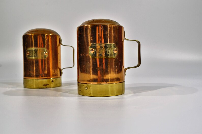 Copper Salt /&Pepper ShakerFarmhouse,Cottage ChicCopper kitchenFrench countryvintage western kitchen decorranch mountain cabin decor
