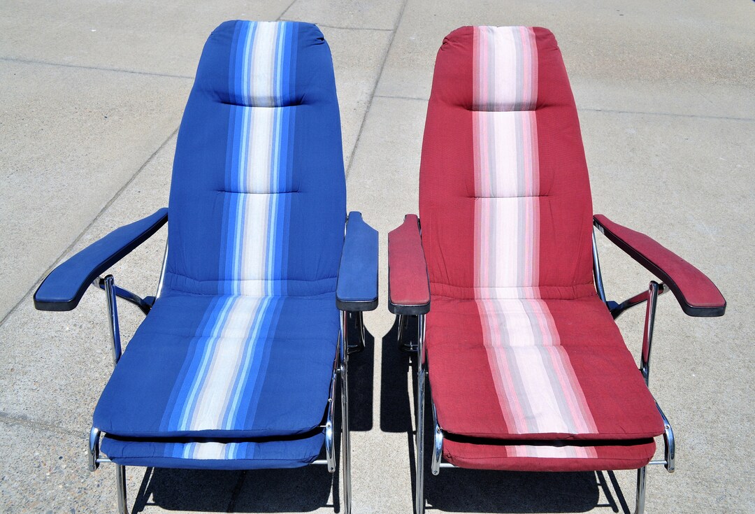 Made in Italy Retro Reclining Airstream Camper Chair & Footrest Zip Dee Fabric Design. Etsy