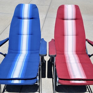 Made in Italy Retro Reclining Airstream Camper Chair & Footrest Zip Dee Fabric Design.