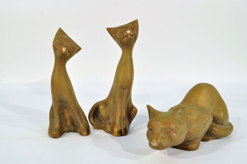 Mid Century Brass Cats Statue image 6