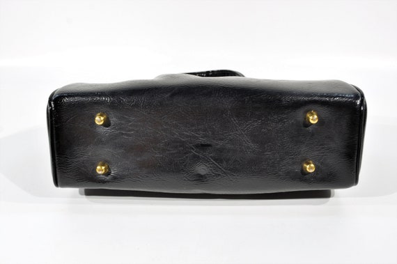 Black Faux Leather 50's -60's Purse / Satchel/ Ha… - image 5