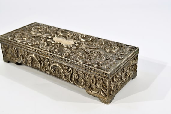 Godinger Silver Plated Jewelry Box/ vintage silver jewelry Box,/ silver Jewelry Box / Art nouveau jewelry box View 3