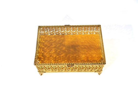 Ormolu Golden Filigree Jewelry Box/casket - image 4