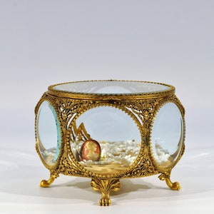 Gold Plated Ormolu Filigree Jewelry Casket