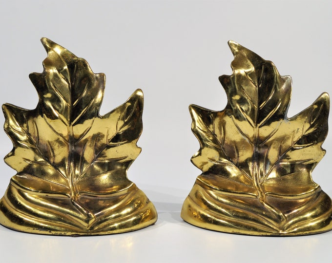 Brass Maple Leaf Bookends Etsy