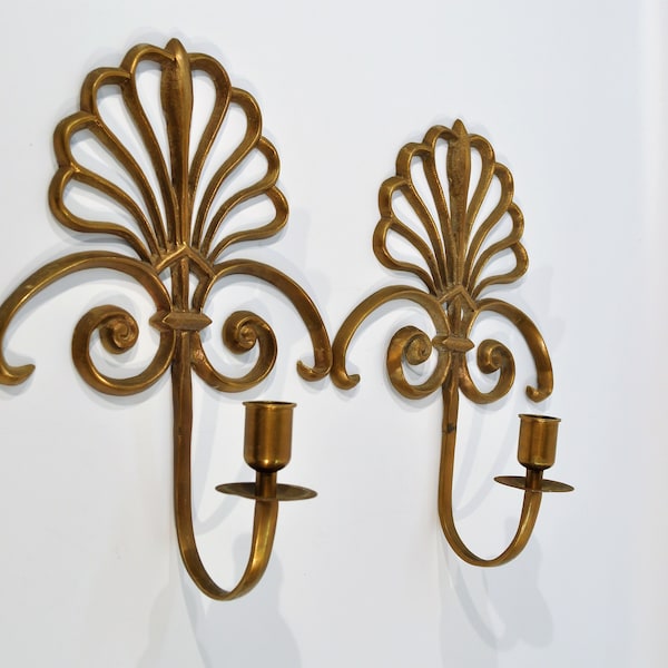 Bougeoir Sconces / Paris Appartement Château Chic / Baroque Bougie Ornée Appliques Murales / Laiton Massif Laqué / Français Victorienne