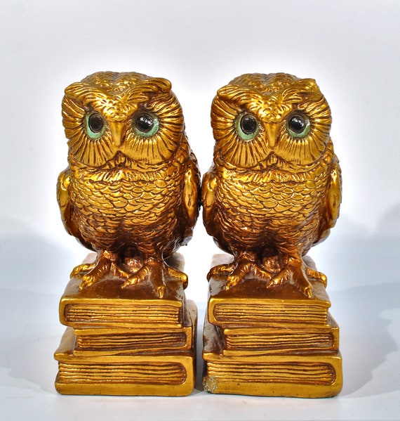 【 owl classic 】Gerd CL-003 antique gold Vintage 1966 Gold Owl Progressive Art Products Owl Chalkware