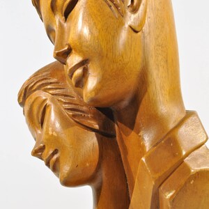 1970s Hand Carved Iron Wood Statue Lovers Man/woman Embracing Couple ...