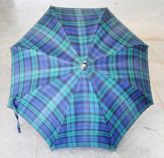 STAYTOP Parapluie inverse à carreaux vintage bleu Maroc STAYTOP Parapluie inverse à carreaux vintage bleu Maroc