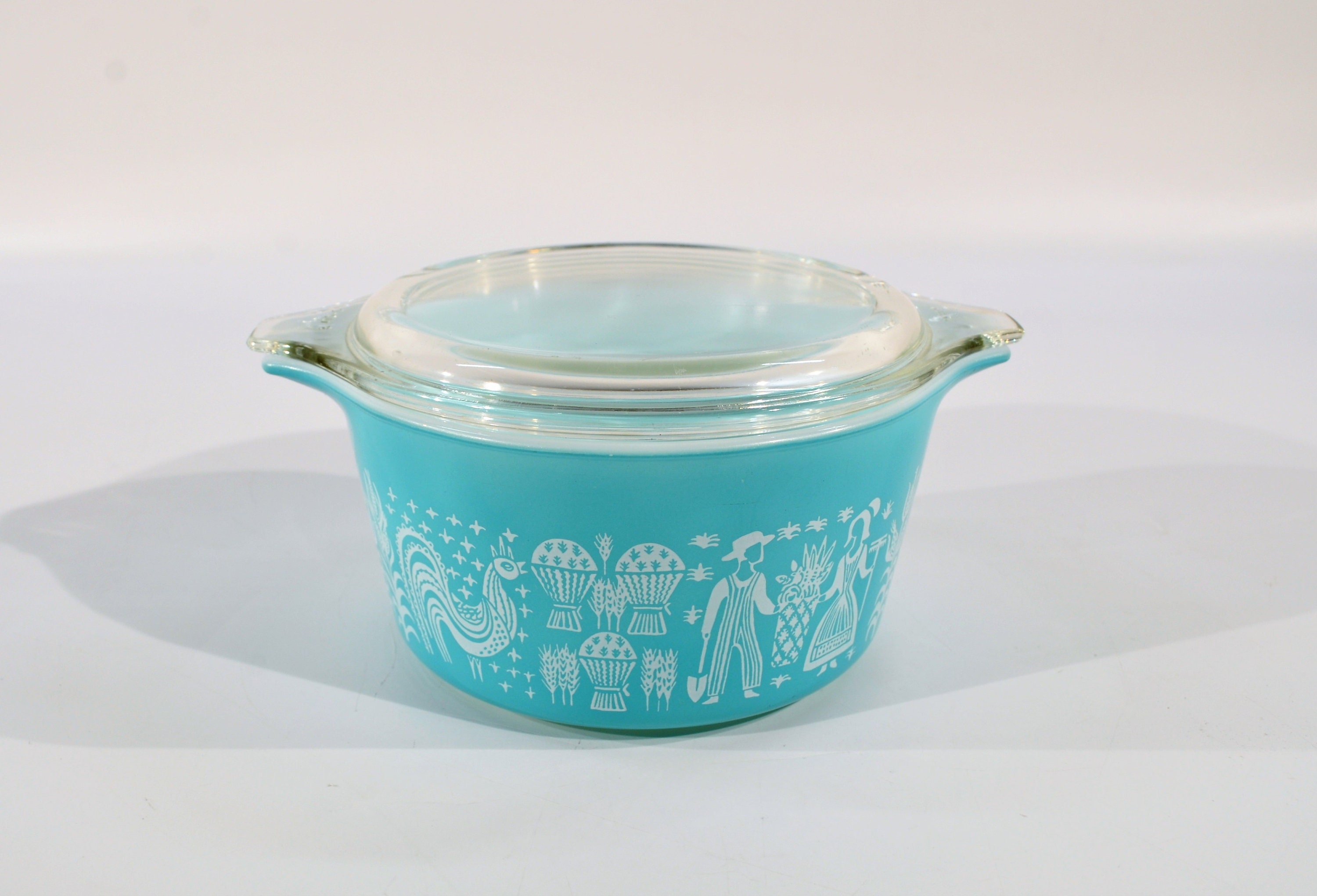 Butternut Pyrex Pyrex Butterprint Casserole Dish White on Turquoise /vintage Pyrex ...