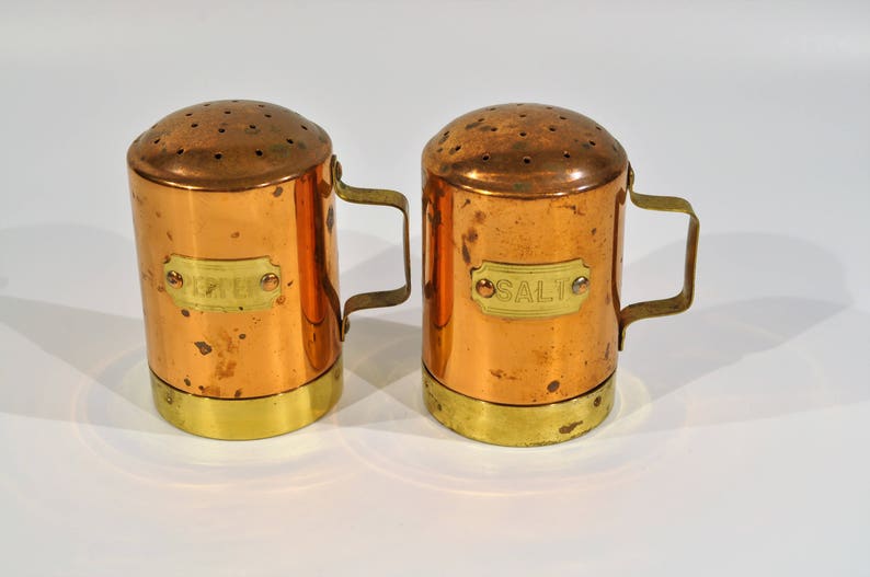 Copper Salt /&Pepper ShakerFarmhouse,Cottage ChicCopper kitchenFrench countryvintage western kitchen decorranch mountain cabin decor