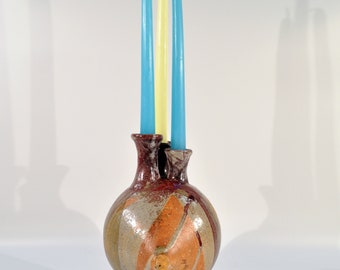 Mid Century Modern Studio Pottery Glazed Candle Holder /Vase