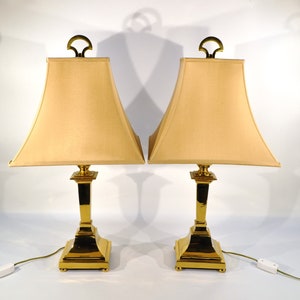 Vintage Stiffel Brass Double Light Side Table Lamps Set of 2