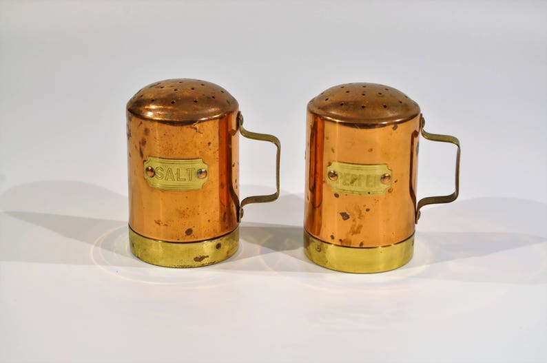 Copper Salt /&Pepper ShakerFarmhouse,Cottage ChicCopper kitchenFrench countryvintage western kitchen decorranch mountain cabin decor