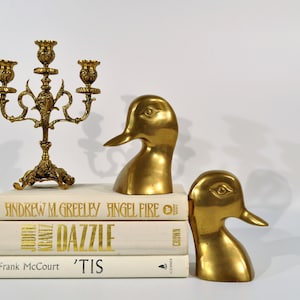 Brass Duck Bookends, Vintage Duck Head Figures, Duck Decor, Bird Motif, Brass Accents, Home Decor, Office Decor, Cabin Autum Fall Decor