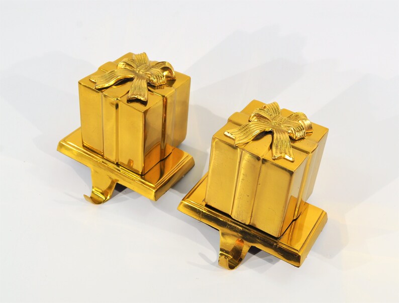Heavy 2 Lb. Brass Stocking Holders 3D Gift Box Set of Etsy
