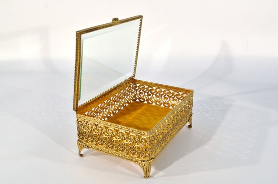 Ormolu Golden Filigree Jewelry Box/casket - image 3
