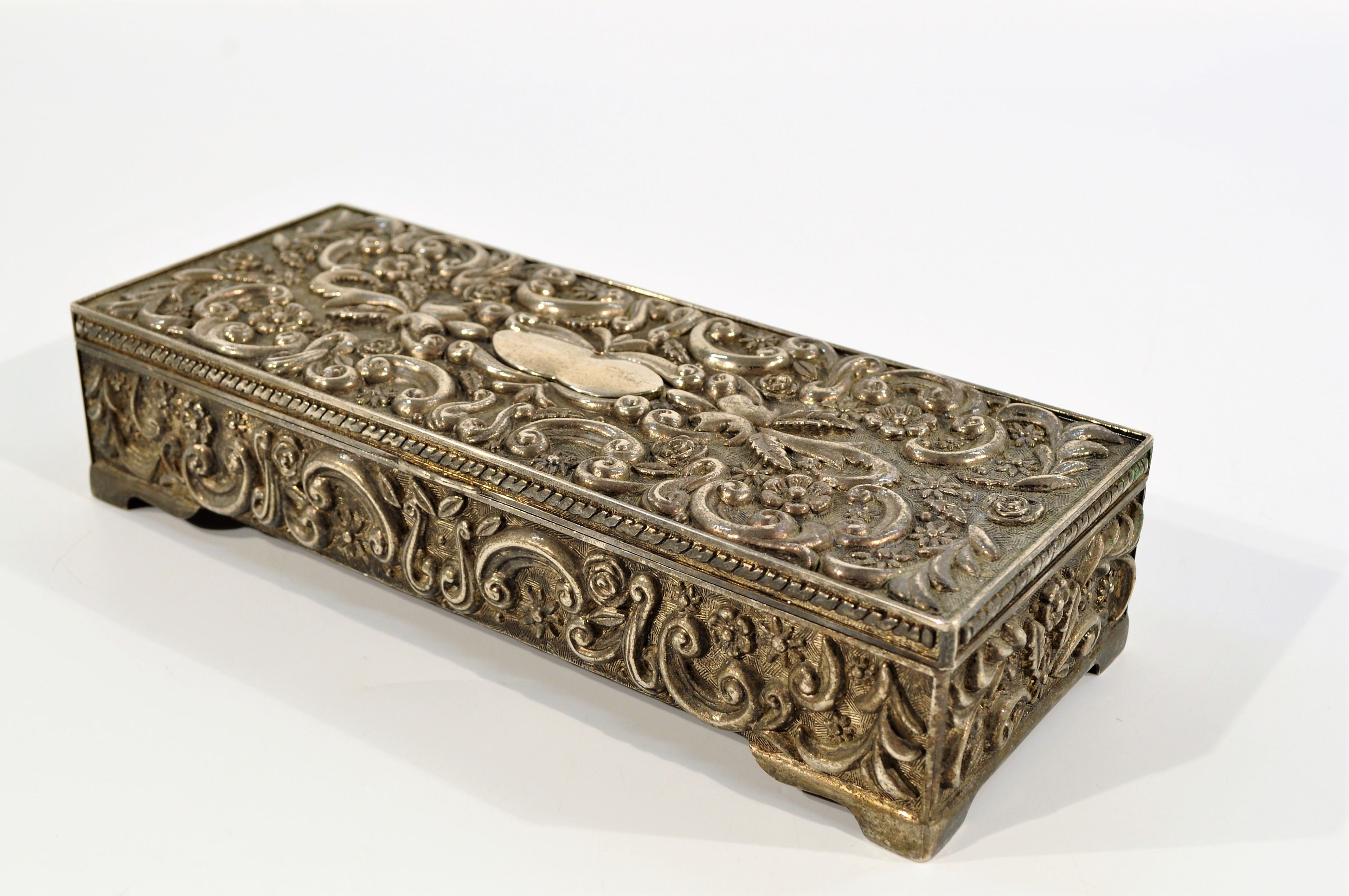 Godinger Silver Plated Jewelry Box/ vintage silver jewelry Box