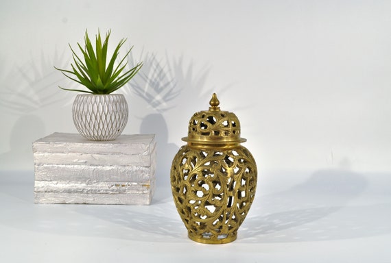 Brass Filigree Decorative Urn