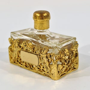 Filigree Cherub Perfume Bottle /antique perfume bottle/Victorian Ormolu Filigree Perfume Bottle