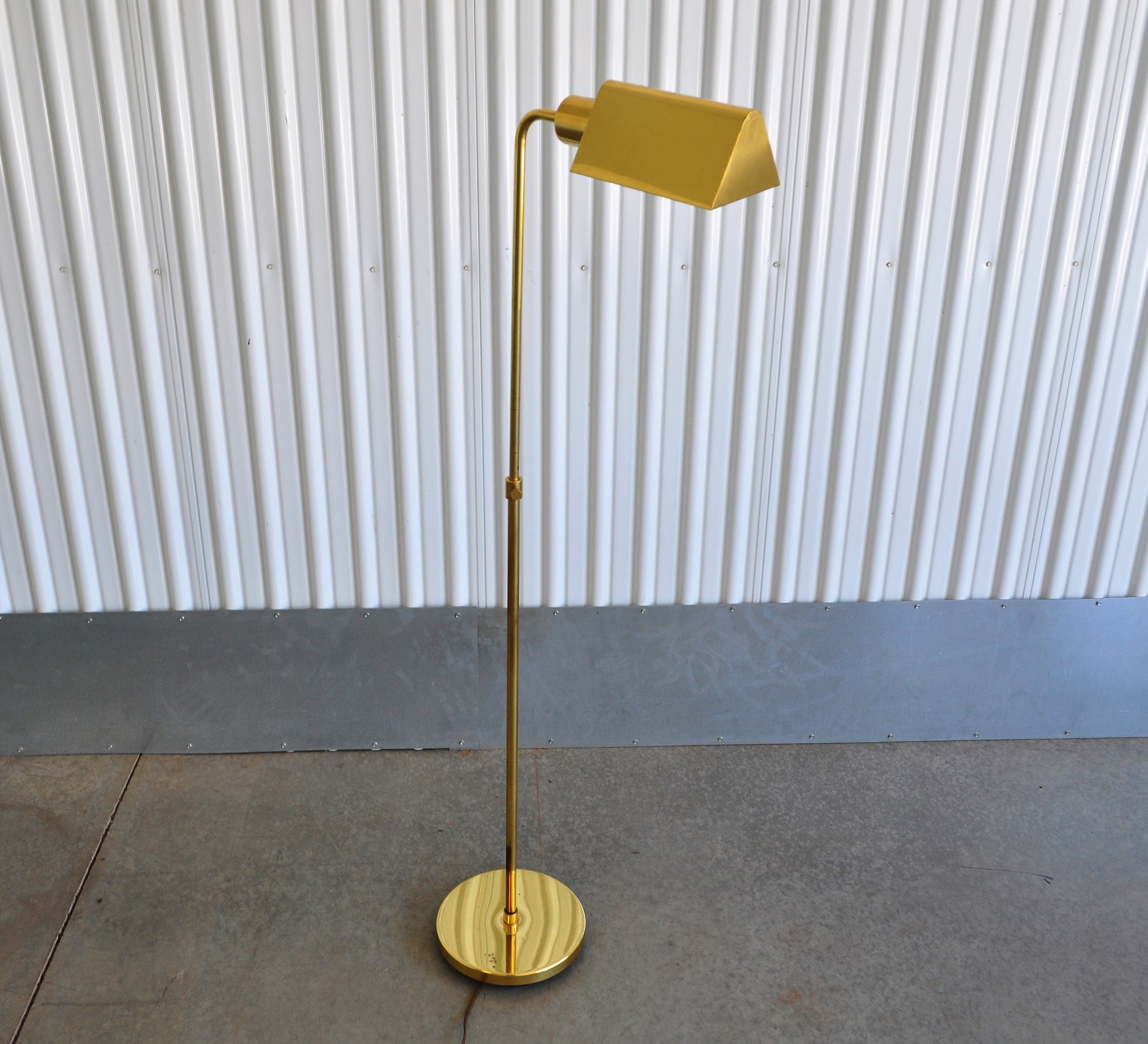 Mid Century Modern Pharmacy Reading Floor Lamp Brass Seashell