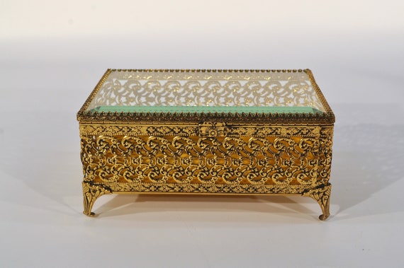 Ormolu Golden Filigree Jewelry Box/casket - image 8