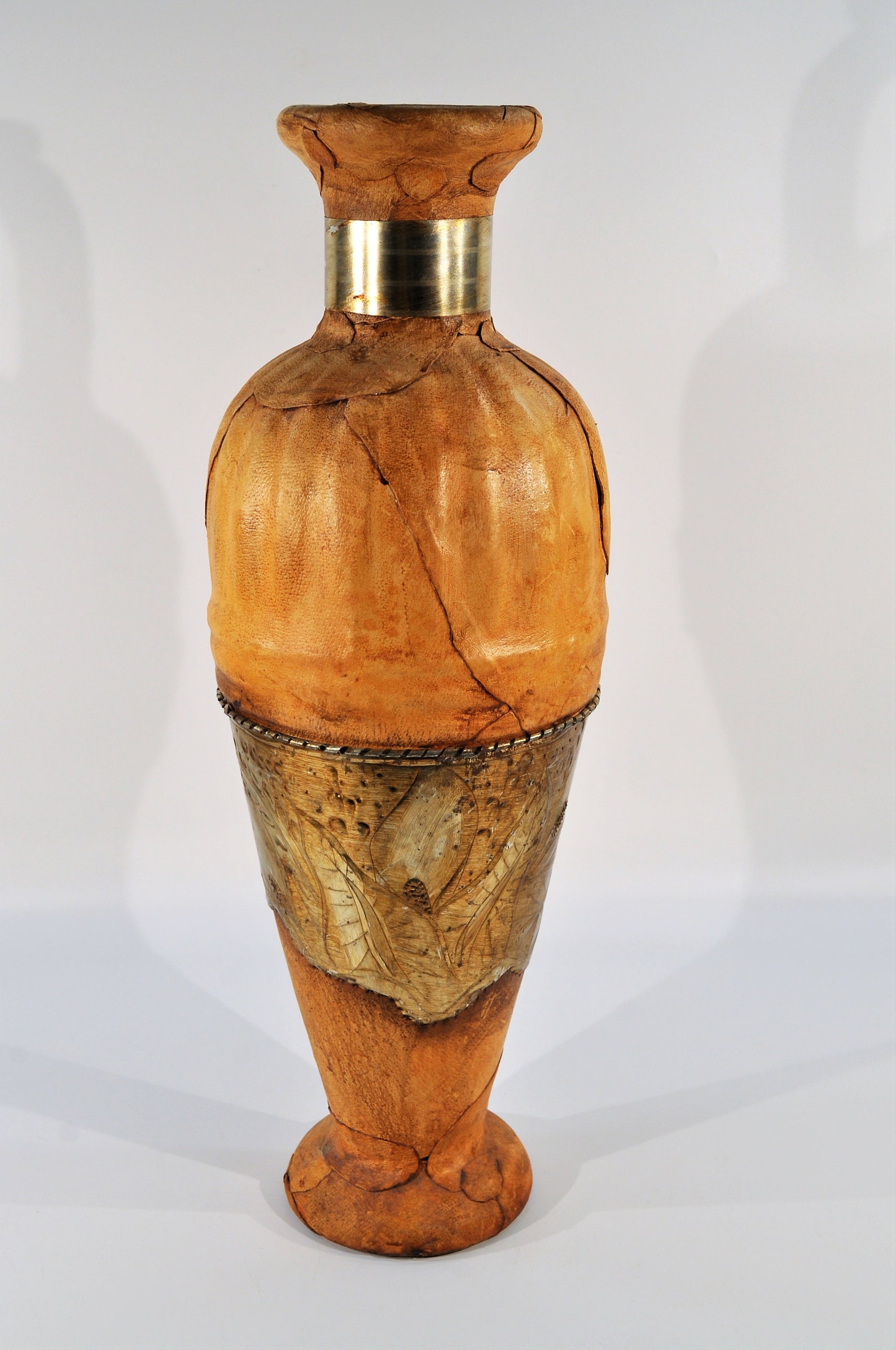 24'' Tall Leather Wrapped Vase /vintage Etsy