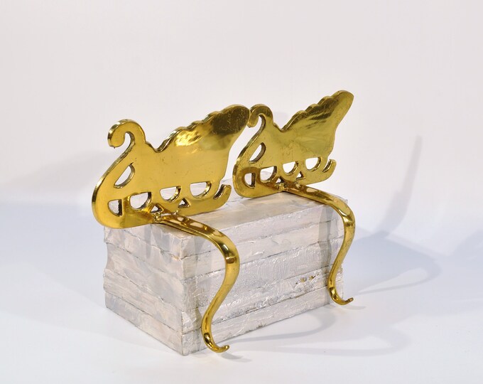 Heavy 1 Lb Solid Brass Stocking Holders Set of 2 /santa Sleigh Etsy