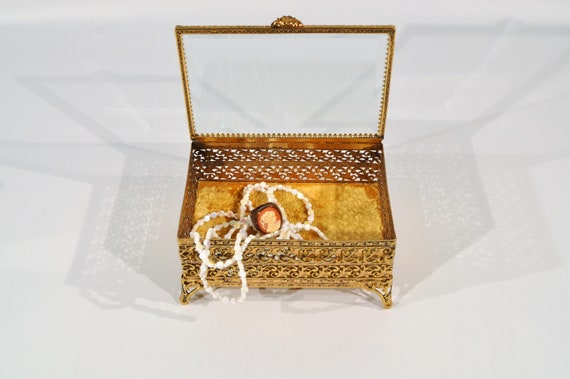 Ormolu Gold Filigree Jewelry Box