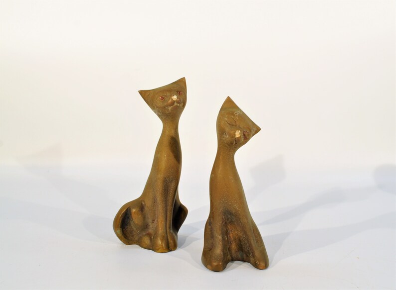 Mid Century Brass Cats Statue image 3