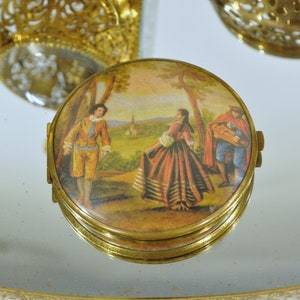 Vintage Compact Makeup Mirror with Dancing Renaissance Scene