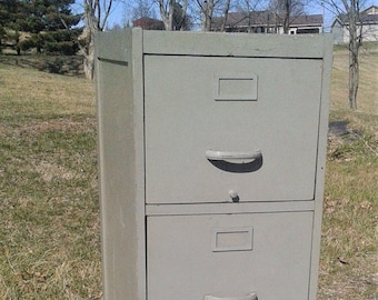 Antique Wooden 4 Drawer File Cabinet Painted 1940s