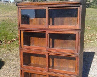 Antique Danner Bookcase 4 Stack Quarter Sawn Oak Bookcase 1900s Era