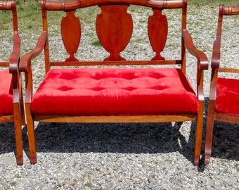 Antique Set of 3 Victorian Parlor Settee Rocking Chair and Chair 1930