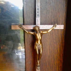 Vintage Wood and Metal Crucifix Wall Decor