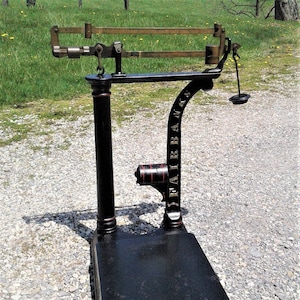 Antique Fairbanks Platform Scale w Brass Beam and Weights 1880s Mercantile