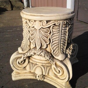 Ornate Vintage Plaster Pedestal Pillar Column Stand 1960s Era