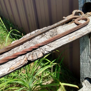 Antique Hand Forged Steel Campfire Poker & Pot Holder Stake
