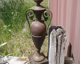 Antique Art Nouveau Cast Brass Urn Table Lamp 1930s Era