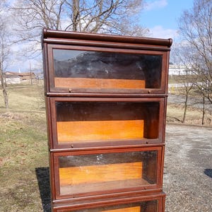 Antique Wernicke 4 Sections Step Back Barrister Bookcase Quarter Sawn Oak 1897