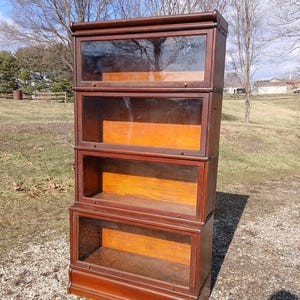 Antique Wernicke 4 Sections Step Back Barrister Bookcase Quarter Sawn Oak 1897