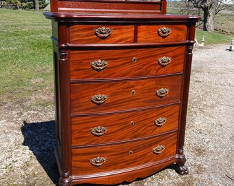 Antique Victorian Mahogany Chest of Drawers w Claw Feet and Six Drawers 1930s