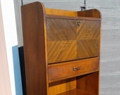 Mid Century Modern Secretary Desk and Bookcase Waterfall