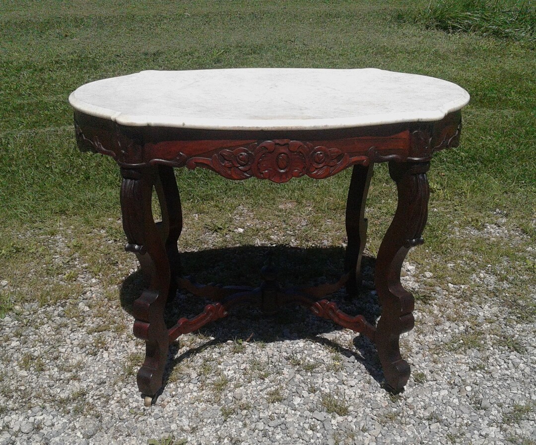 Antique Victorian White Marble Turtle Top Parlor Table 1860s Etsy