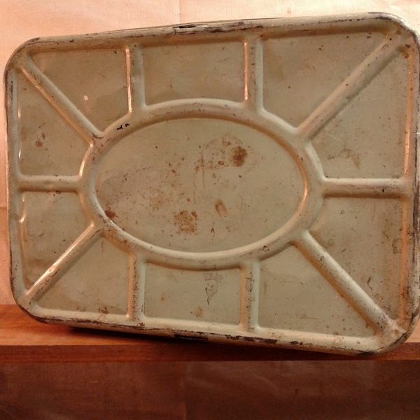 Vintage Metal Bread Box Tin Hoosier Green Rich Patina
