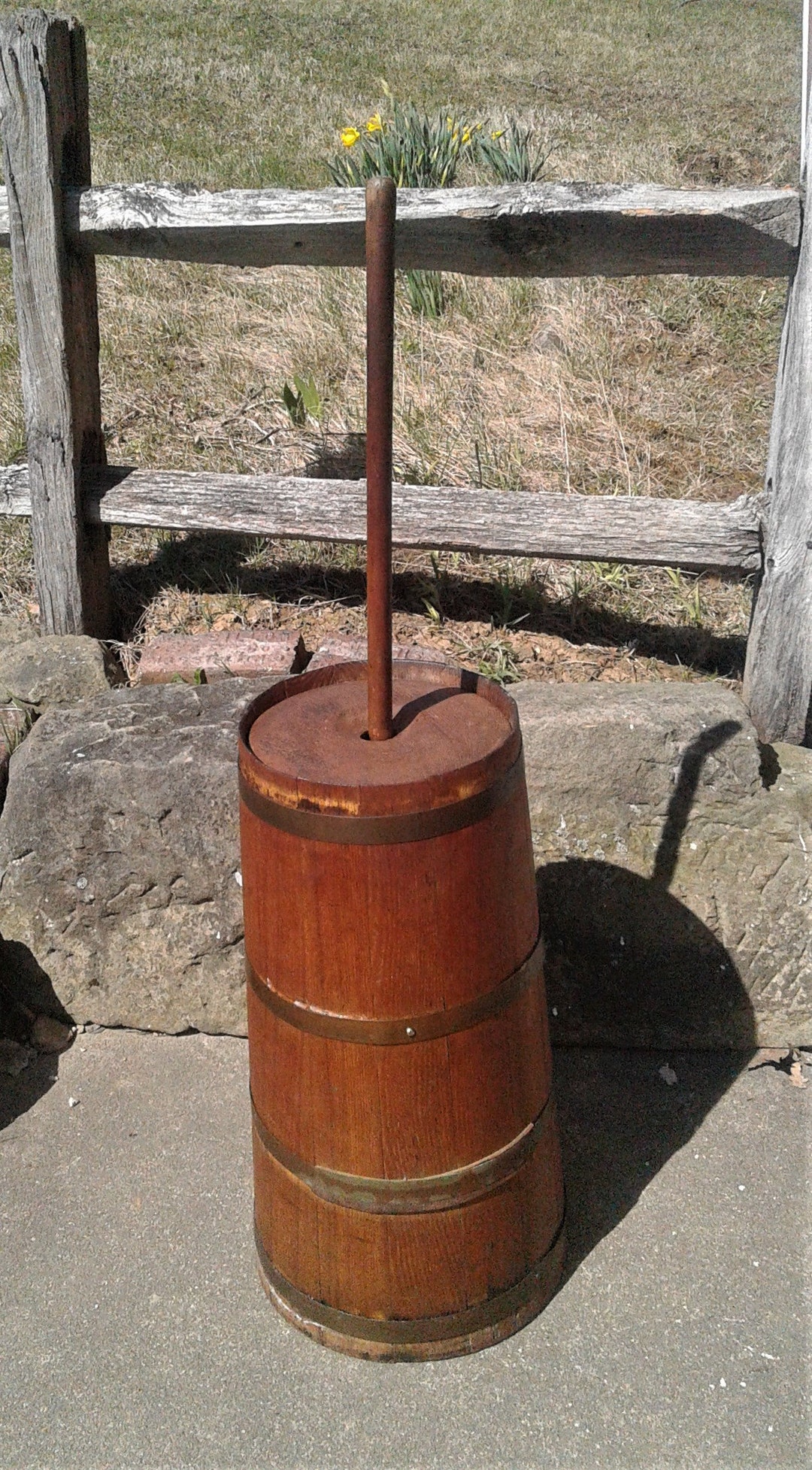 Antique Oak Dasher Butter Churn With Dasher and Lid 1880s Era Etsy