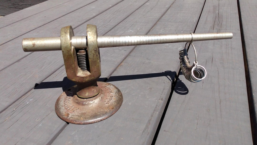 Antique Iron Ring Sizing & Stretching Jewelers Tool Base W Mandrel and ...