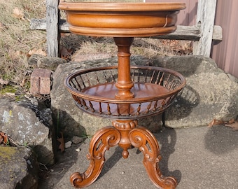 Antique Walnut Sewing Basket Table or Sewing Stand 1860s Rare