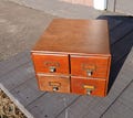 Antique 4 Drawer Desk Top File Cabinet Solid Quarter Sawn Oak 1920s
